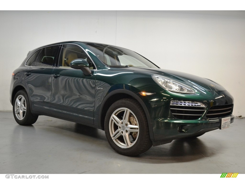 2012 Cayenne S Hybrid - Jet Green Metallic / Luxor Beige photo #2