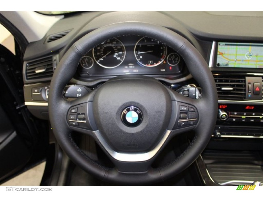 2016 BMW X3 xDrive28i Black Steering Wheel Photo #105449198