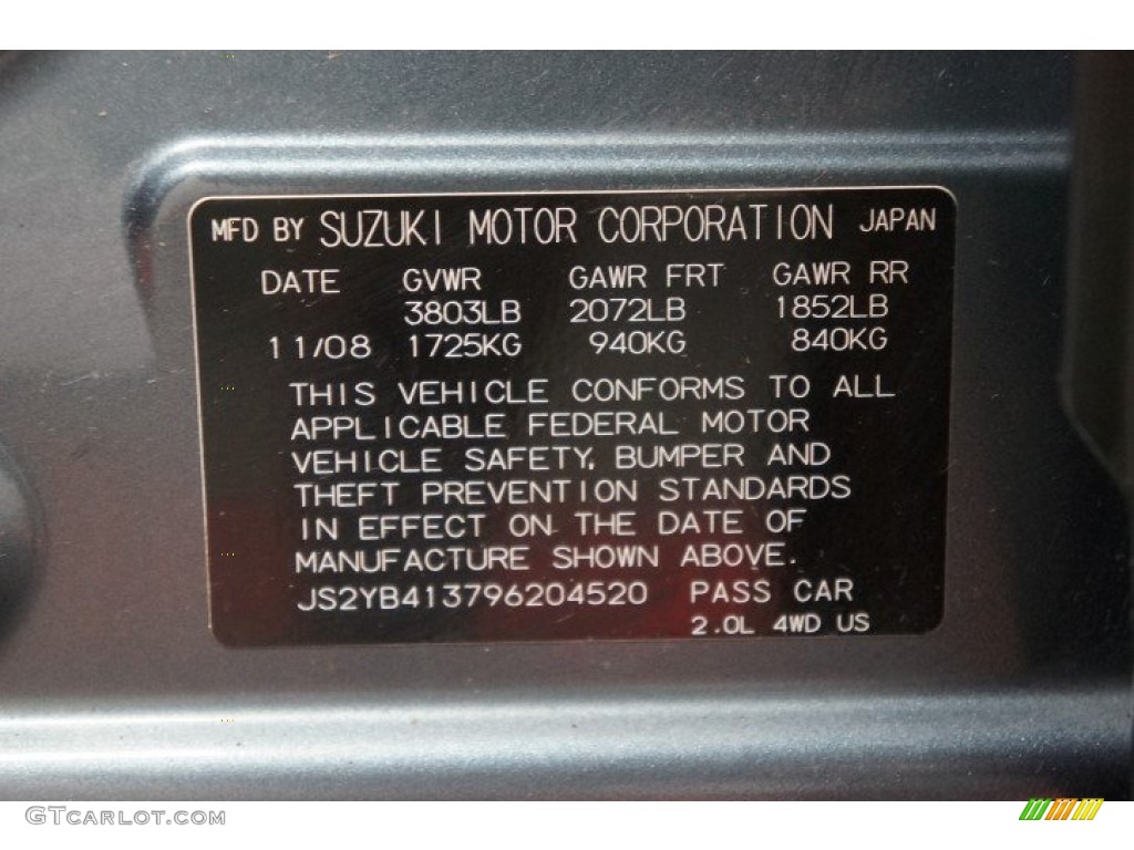 2009 SX4 Crossover Technology AWD - Azure Gray Metallic / Black photo #13
