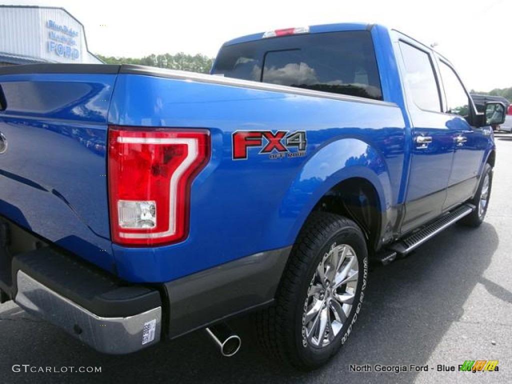 2015 F150 XLT SuperCrew 4x4 - Blue Flame Metallic / Medium Earth Gray photo #38