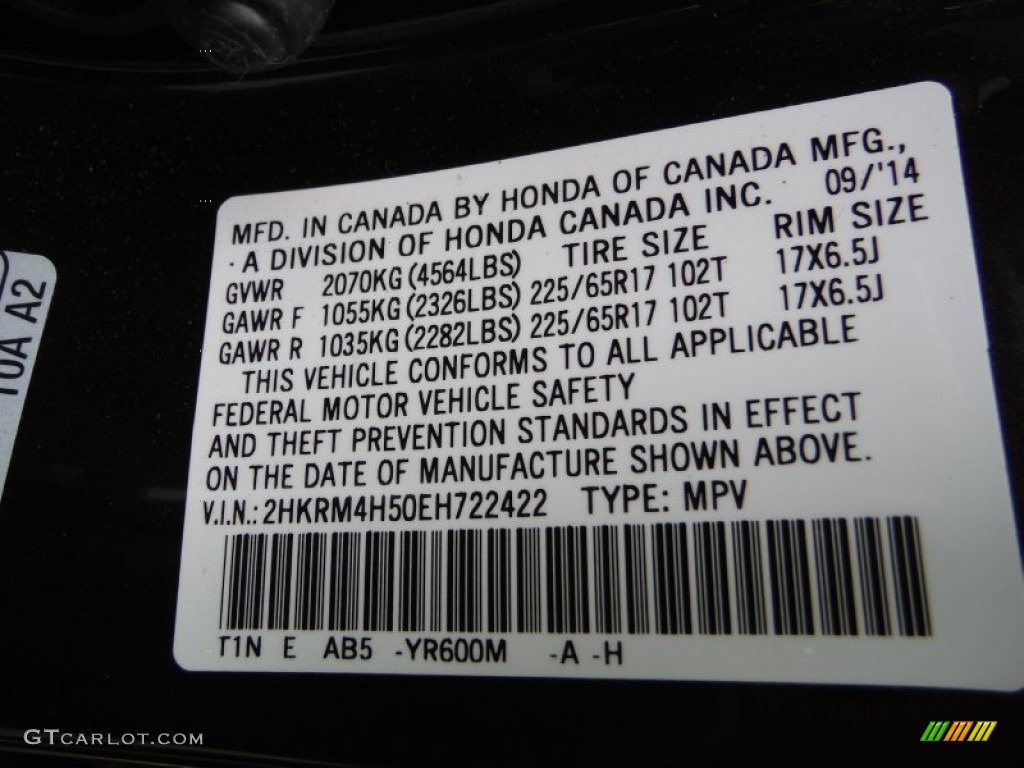 2014 Honda CR-V EX AWD Color Code Photos