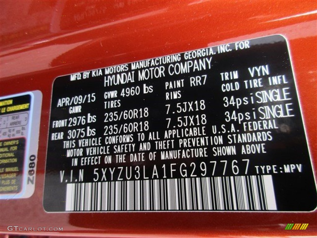 2015 Hyundai Santa Fe Sport 2.0T Color Code Photos