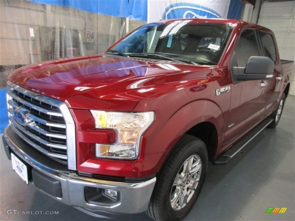 2015 F150 XLT SuperCrew - Ruby Red Metallic / Medium Earth Gray photo #3