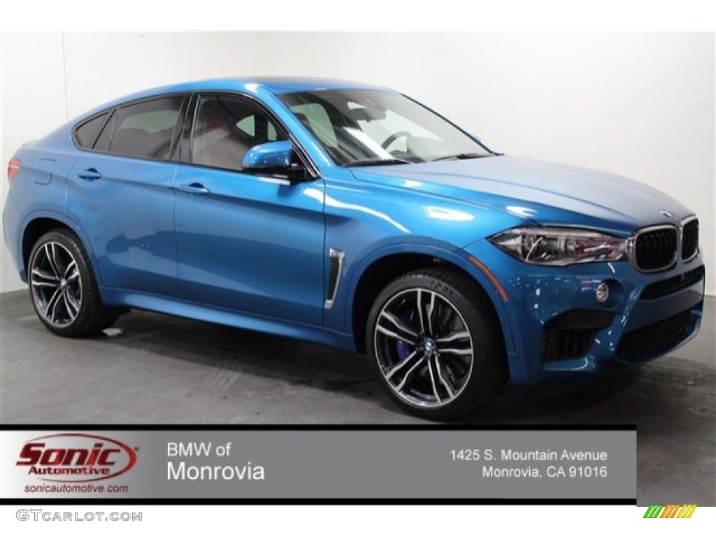 2015 X6 M  - Long Beach Blue Metallic / Mugello Red photo #1