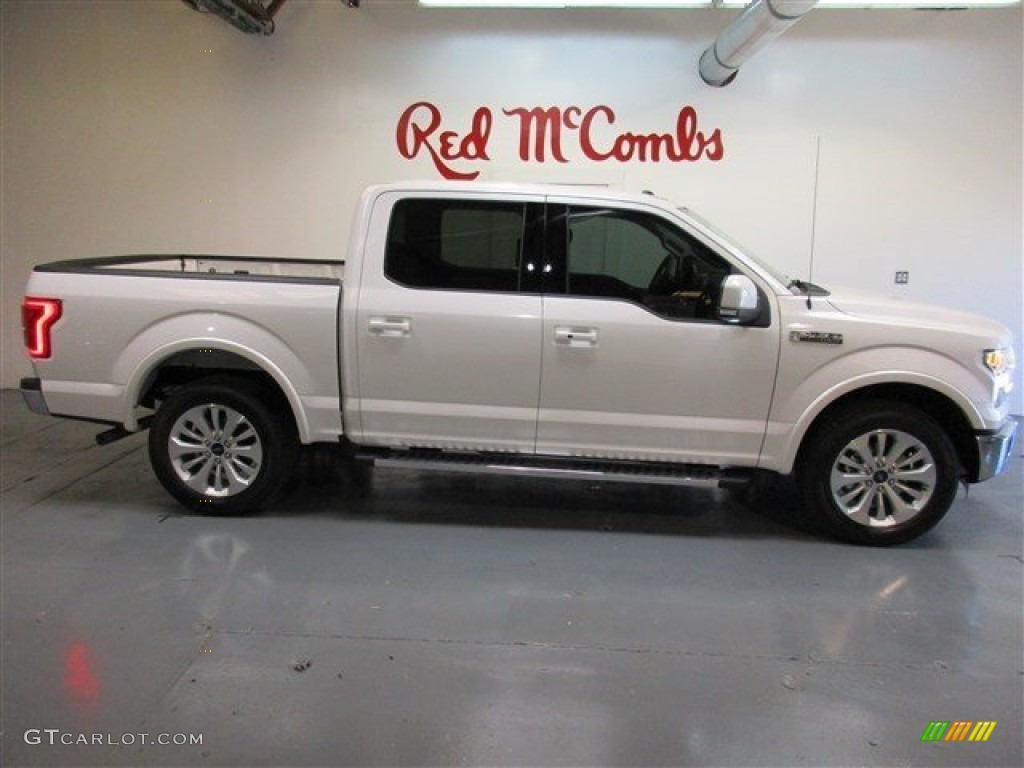 2015 F150 Lariat SuperCrew - White Platinum Tricoat / Black photo #9