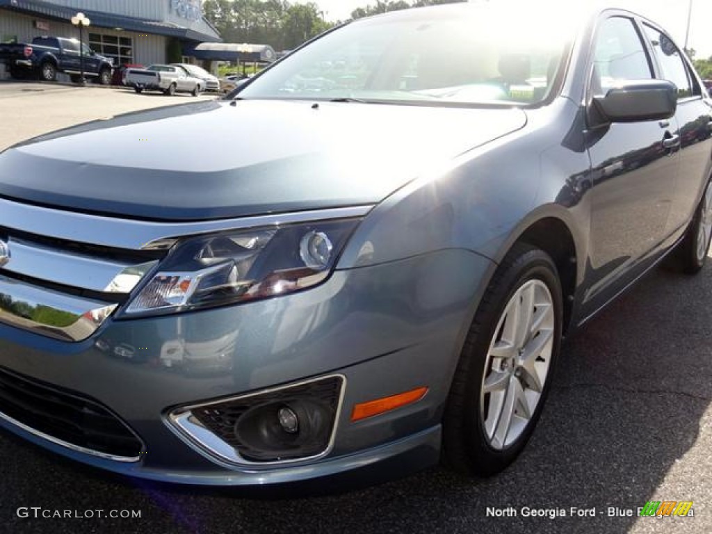 2011 Fusion SEL V6 - Steel Blue Metallic / Camel photo #35