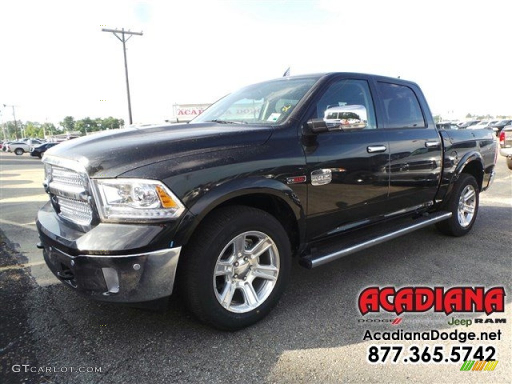 2015 1500 Laramie Long Horn Crew Cab - Brilliant Black Crystal Pearl / Canyon Brown/Light Frost photo #1