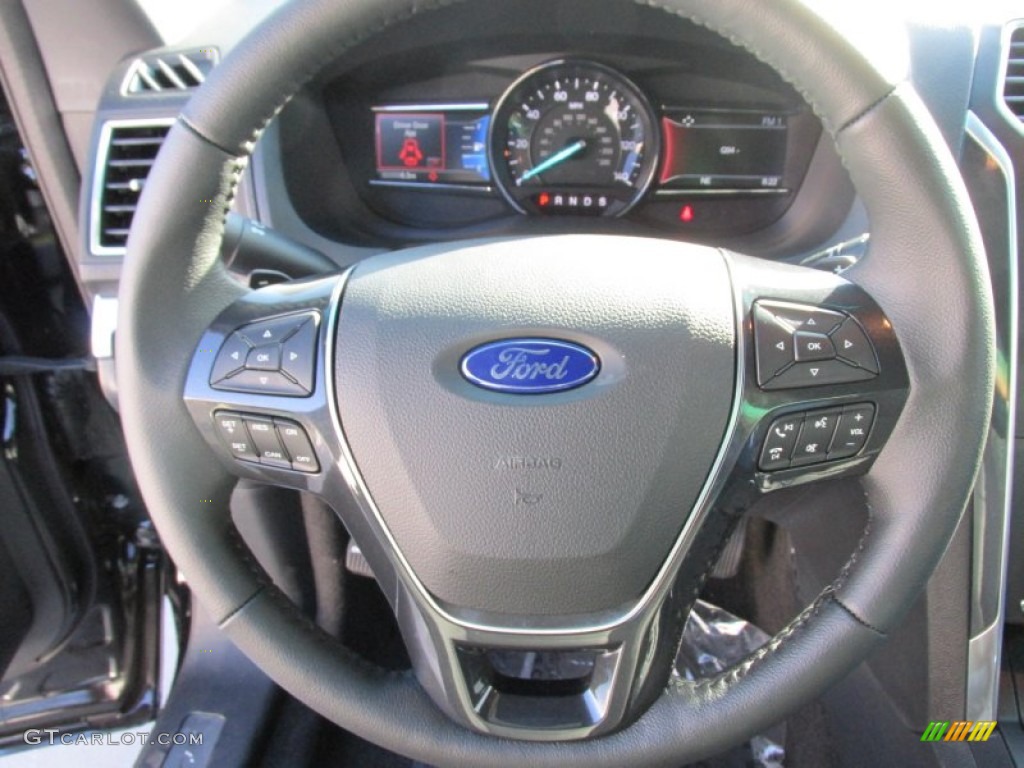 2016 Ford Explorer Limited Ebony Black Steering Wheel Photo #105519914