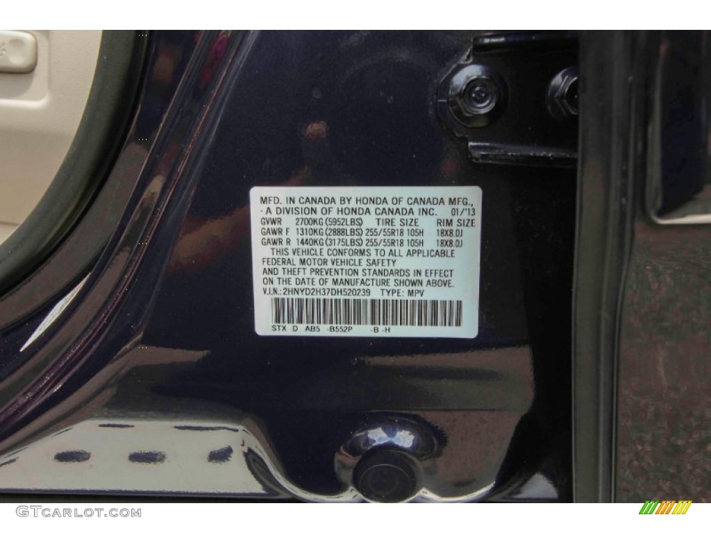 2013 MDX Color Code B552P for Bali Blue Pearl Photo #105542718