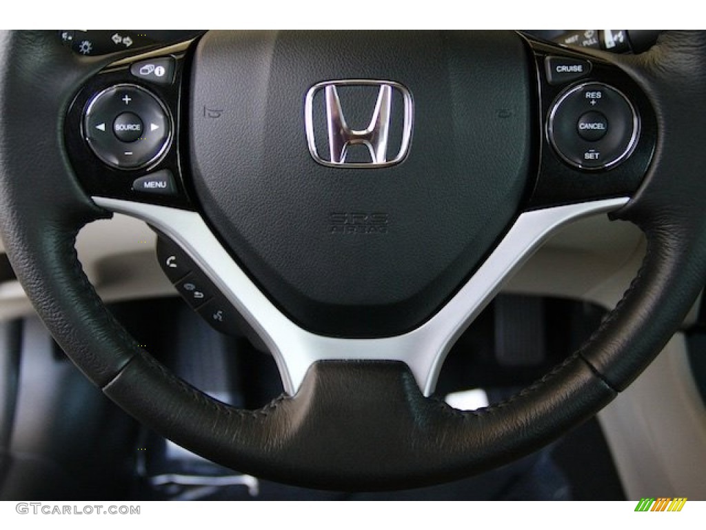 2015 Honda Civic Hybrid-L Sedan Beige Steering Wheel Photo #105544776