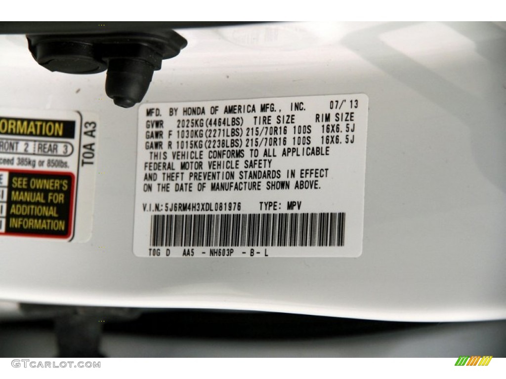 2013 CR-V LX AWD - White Diamond Pearl / Gray photo #22