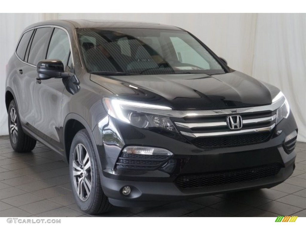 2016 Pilot EX-L - Crystal Black Pearl / Gray photo #2