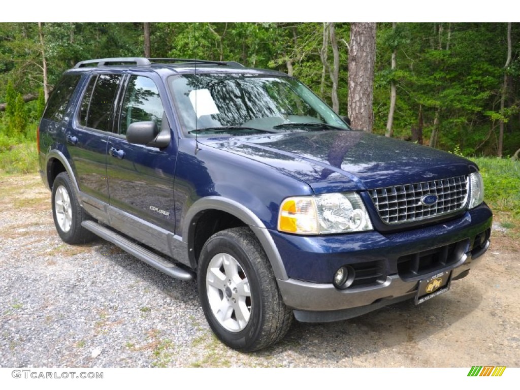 2004 Explorer XLT 4x4 - Dark Blue Pearl Metallic / Gray photo #9