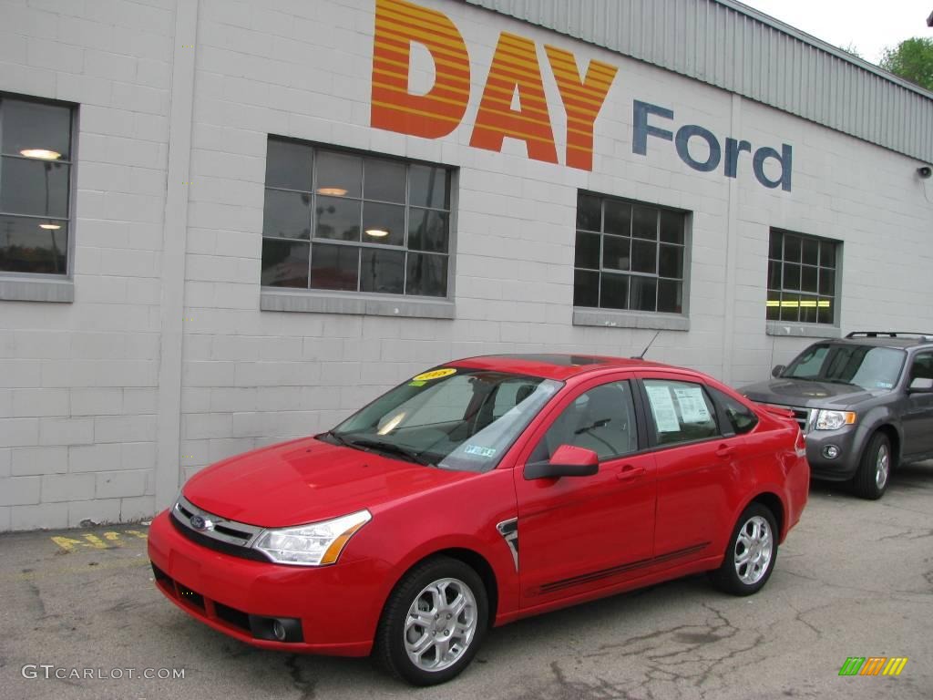 2008 Focus SES Sedan - Vermillion Red / Medium Stone photo #1