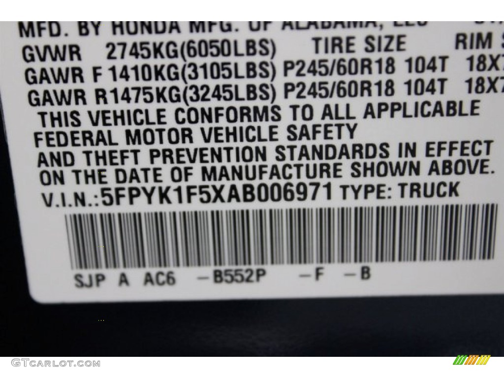 2010 Ridgeline RTL - Bali Blue Pearl / Gray photo #45