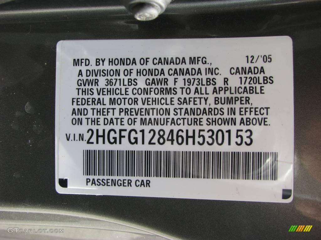 2006 Civic EX Coupe - Galaxy Gray Metallic / Gray photo #14