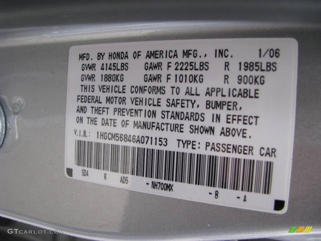 2006 Accord EX-L Sedan - Alabaster Silver Metallic / Gray photo #14