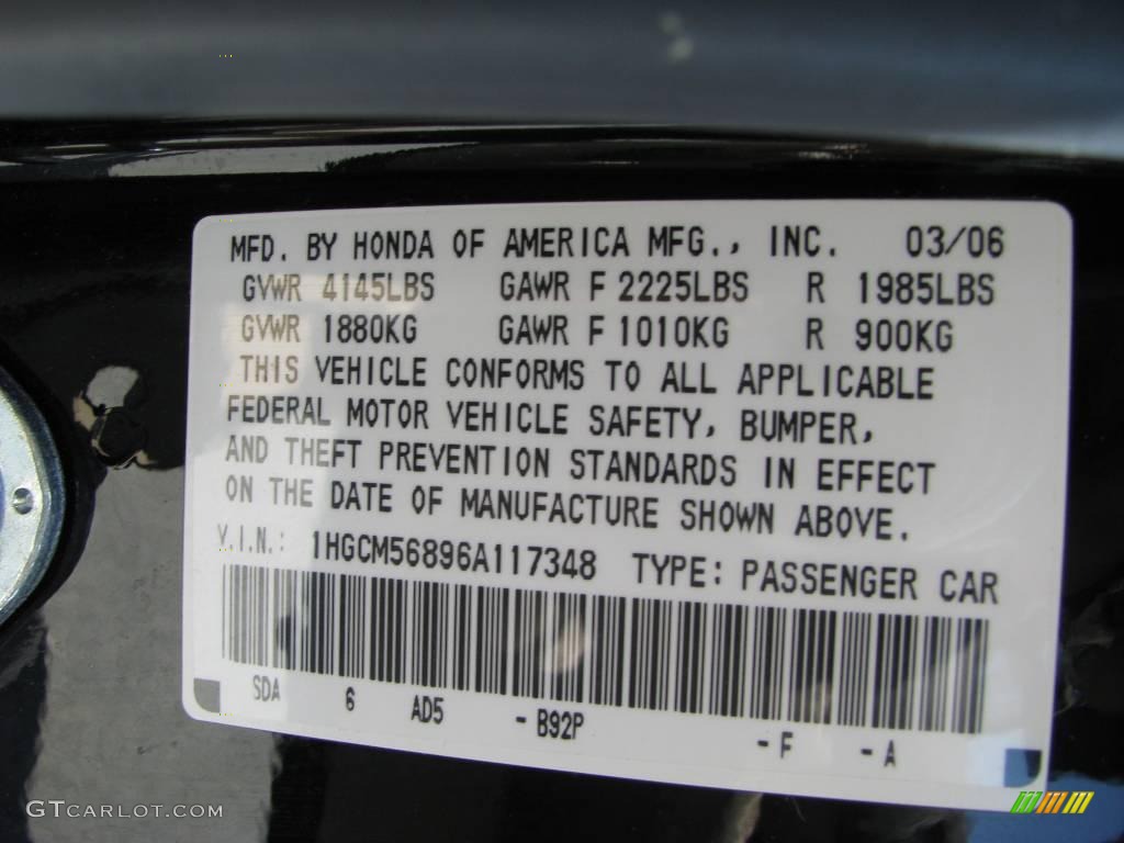 2006 Accord EX-L Sedan - Nighthawk Black Pearl / Ivory photo #14