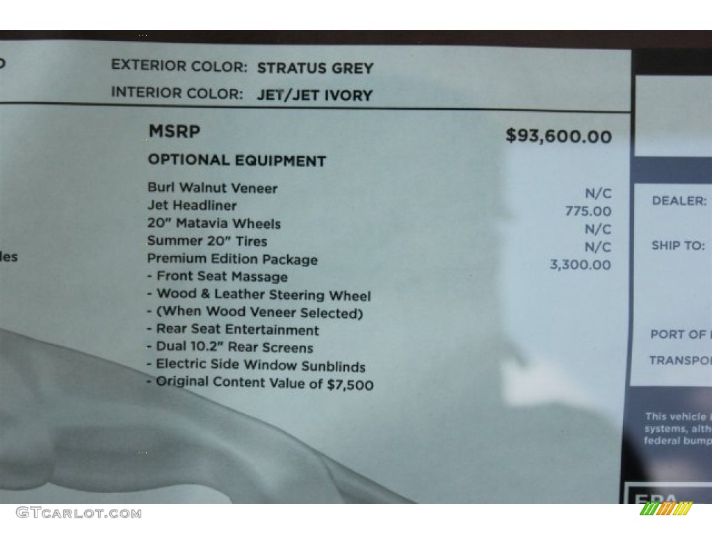 2015 Jaguar XJ XJL Supercharged Window Sticker Photos