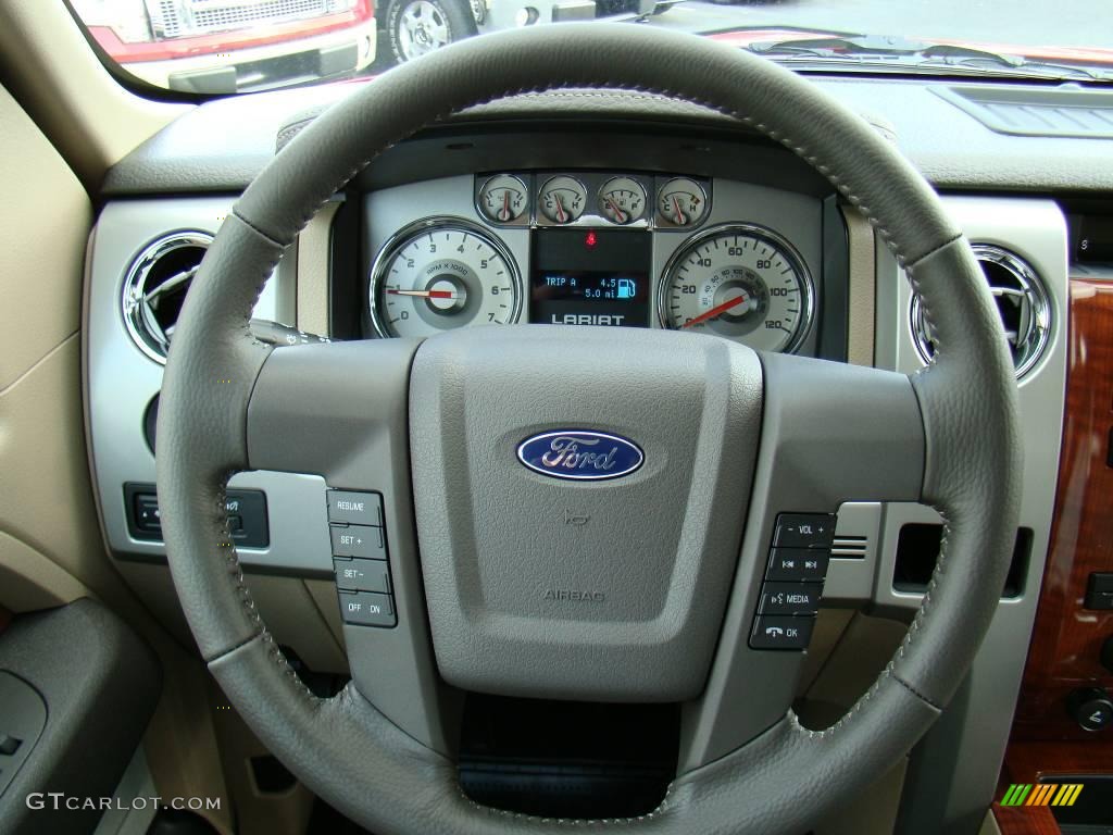 2009 Ford F150 Lariat SuperCrew 4x4 Camel/Tan Steering Wheel Photo #10558250