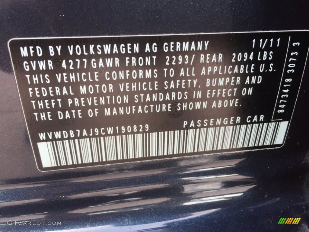 2012 Golf 4 Door - Blue Graphite Metallic / Titan Black photo #15