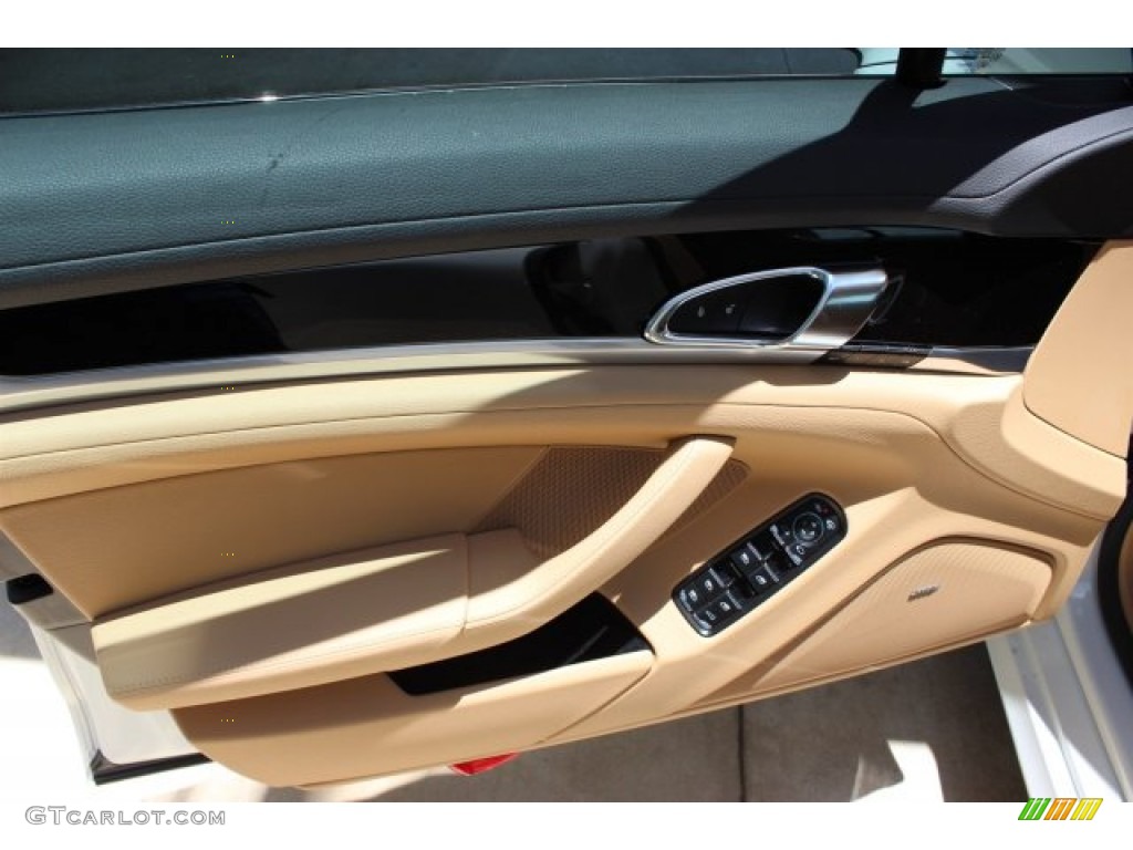 2016 Porsche Panamera 4 Edition Black/Luxor Beige Door Panel Photo #105600532