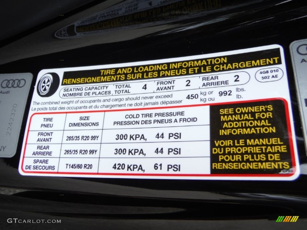 2016 Audi S7 4.0 TFSI quattro Info Tag Photos