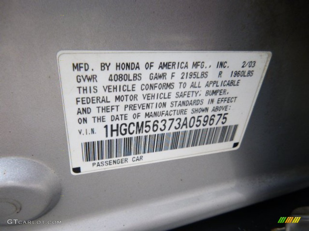 2003 Accord LX Sedan - Satin Silver Metallic / Black photo #14
