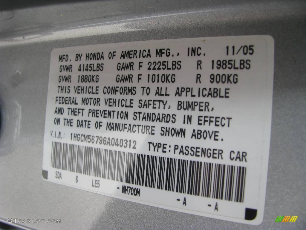 2006 Accord EX Sedan - Alabaster Silver Metallic / Black photo #14