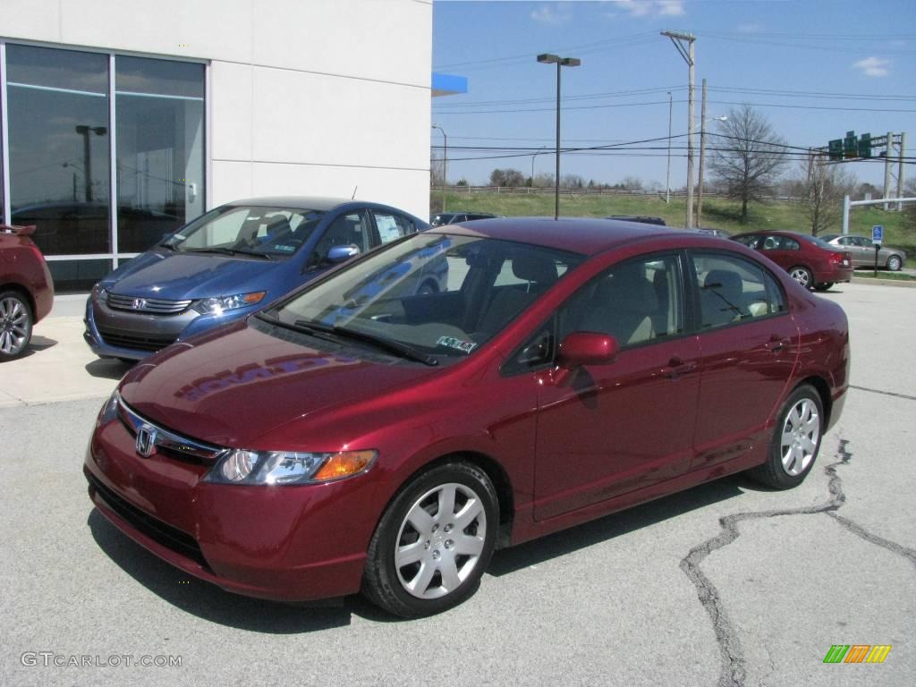 2007 Civic LX Sedan - Tango Red Pearl / Ivory photo #2