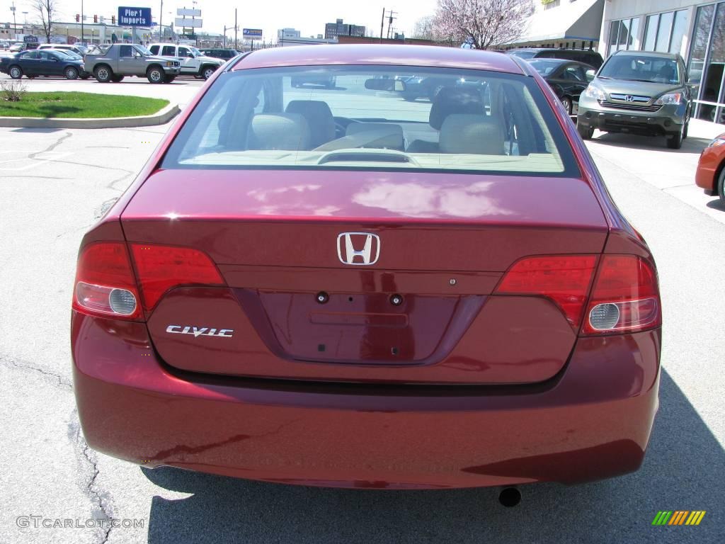 2007 Civic LX Sedan - Tango Red Pearl / Ivory photo #5