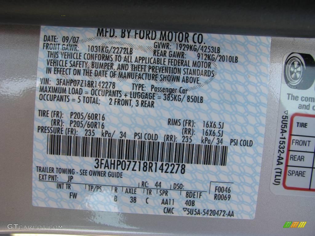 2008 Fusion SE - Silver Birch Metallic / Charcoal Black photo #14