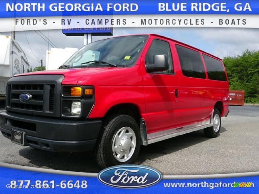2011 E Series Van E350 XL Passenger - Vermillion Red / Medium Flint photo #1