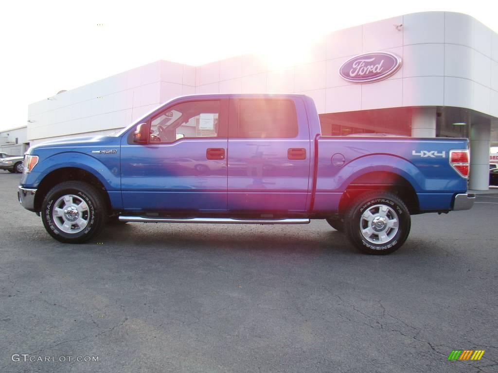 2009 F150 XLT SuperCrew 4x4 - Blue Flame Metallic / Stone/Medium Stone photo #5