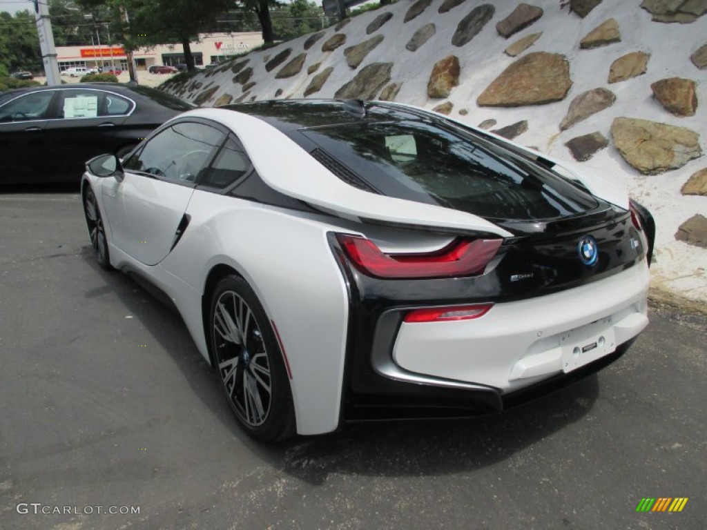 Crystal White Pearl Metallic 2015 BMW i8 Mega World Exterior Photo #105641214