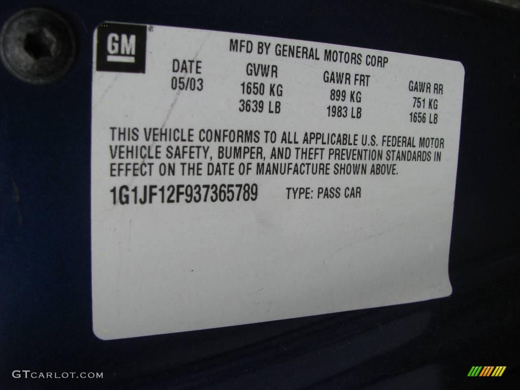 2003 Cavalier LS Coupe - Arrival Blue Metallic / Graphite Gray photo #14
