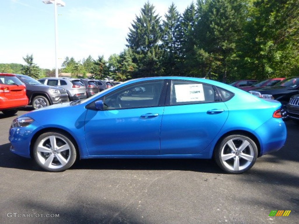 2015 Dart GT - Laser Blue Pearl / Black/Ruby Red Accent Stitching photo #3