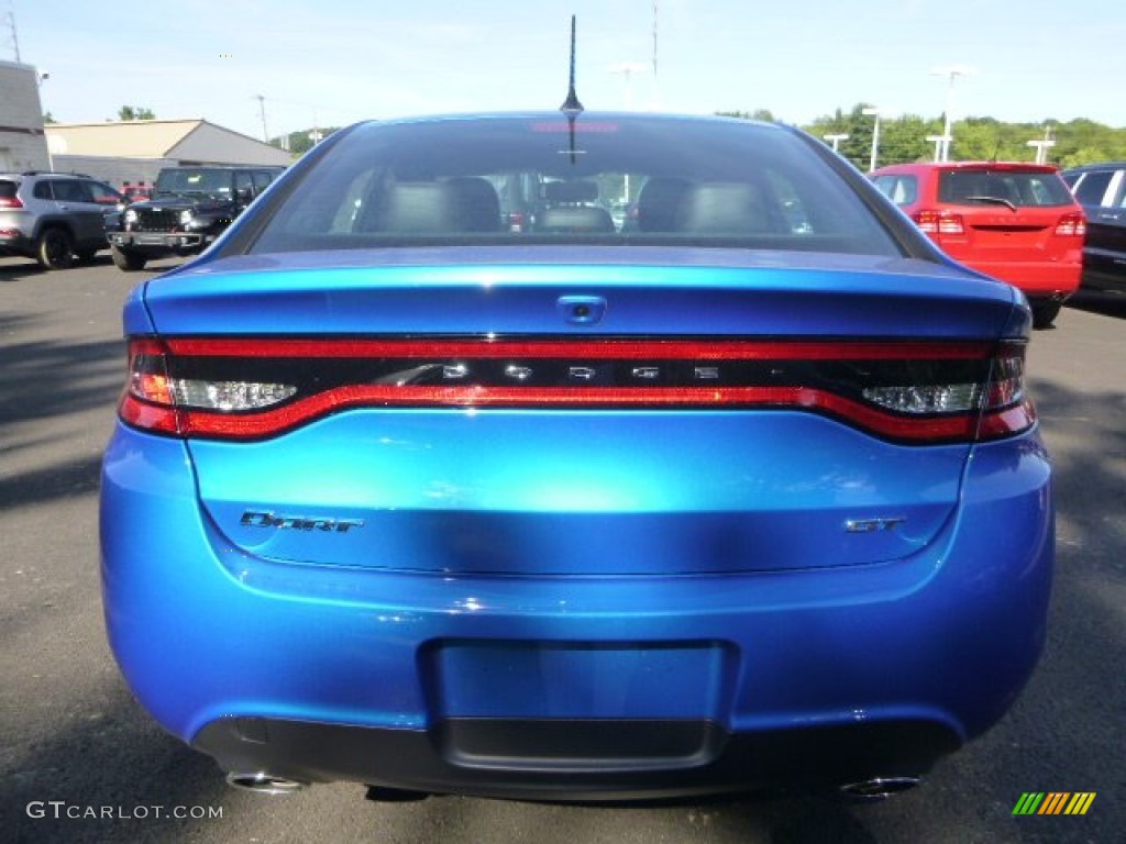 2015 Dart GT - Laser Blue Pearl / Black/Ruby Red Accent Stitching photo #5