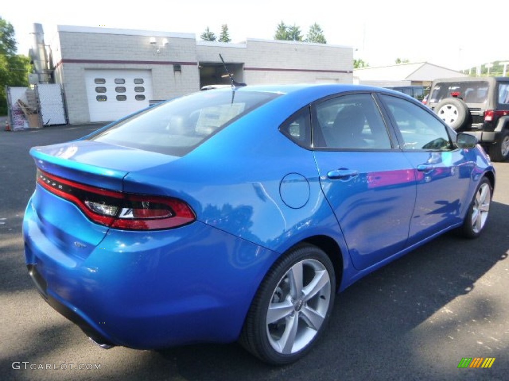2015 Dart GT - Laser Blue Pearl / Black/Ruby Red Accent Stitching photo #6