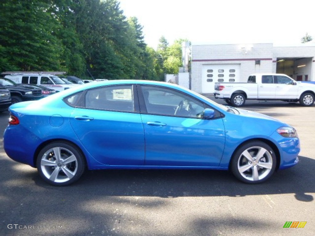 2015 Dart GT - Laser Blue Pearl / Black/Ruby Red Accent Stitching photo #7