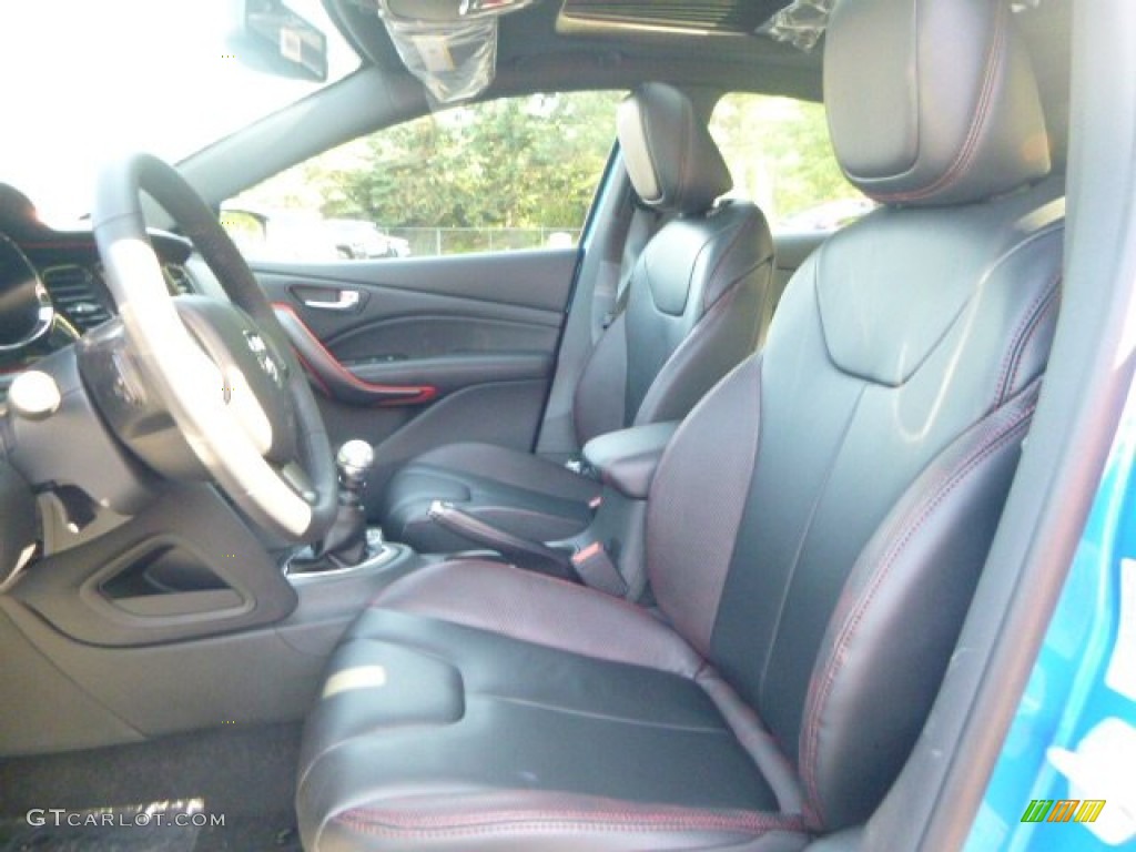 2015 Dart GT - Laser Blue Pearl / Black/Ruby Red Accent Stitching photo #14