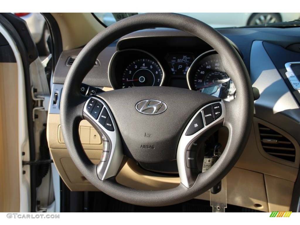 2011 Elantra GLS - Pearl White / Beige photo #13