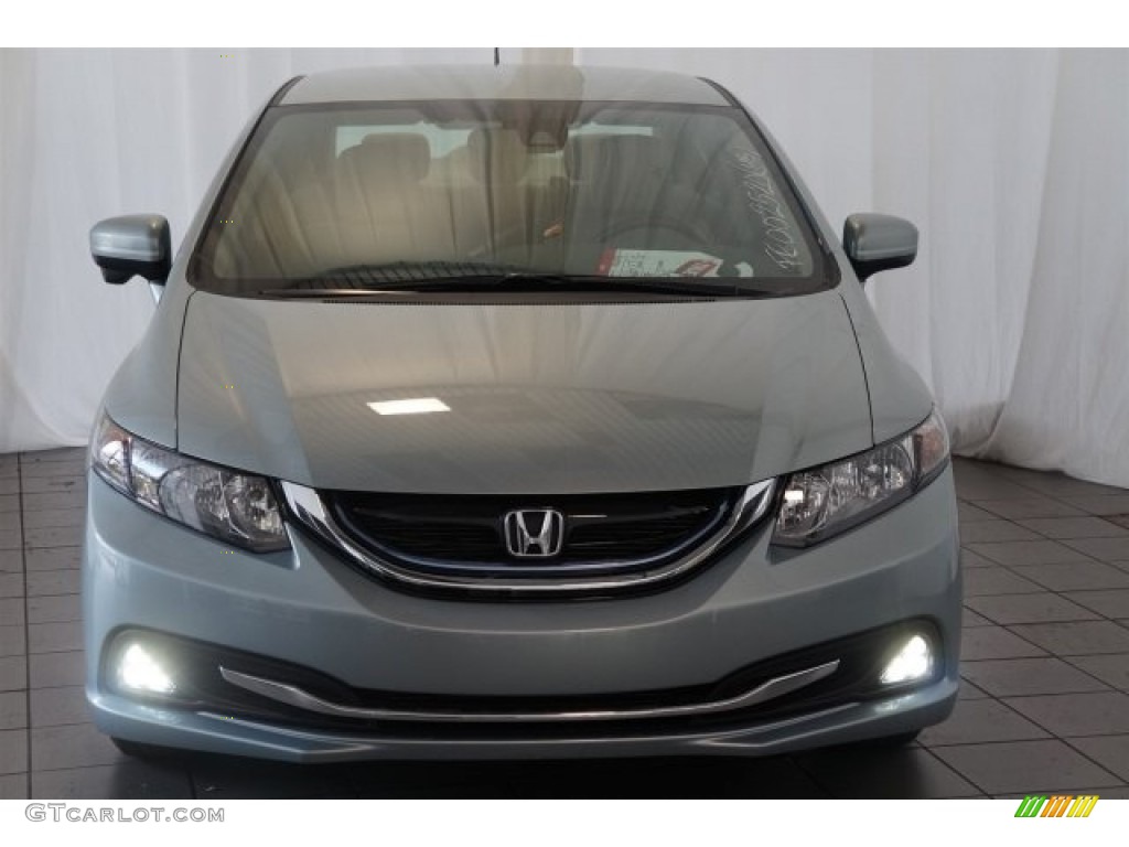 2015 Civic Hybrid Sedan - Green Opal Metallic / Beige photo #3