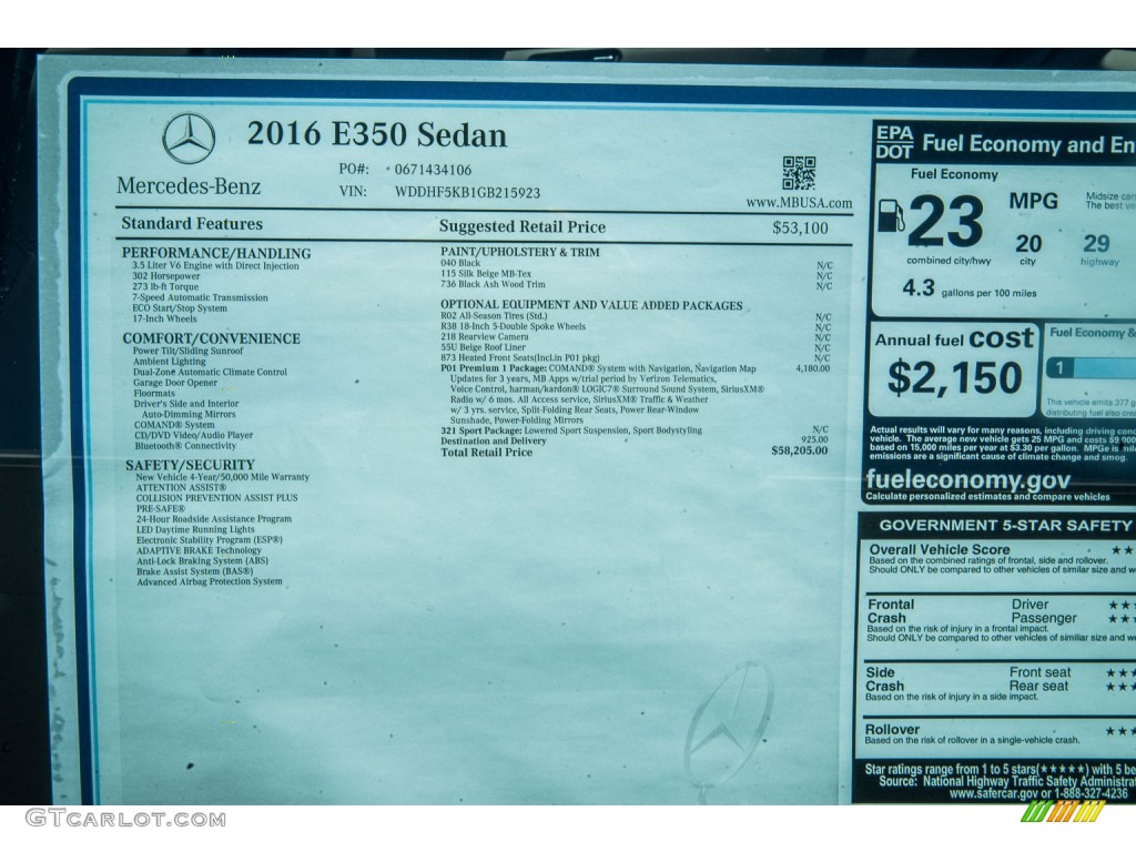 2016 E 350 Sedan - Black / Silk Beige/Espresso Brown photo #10
