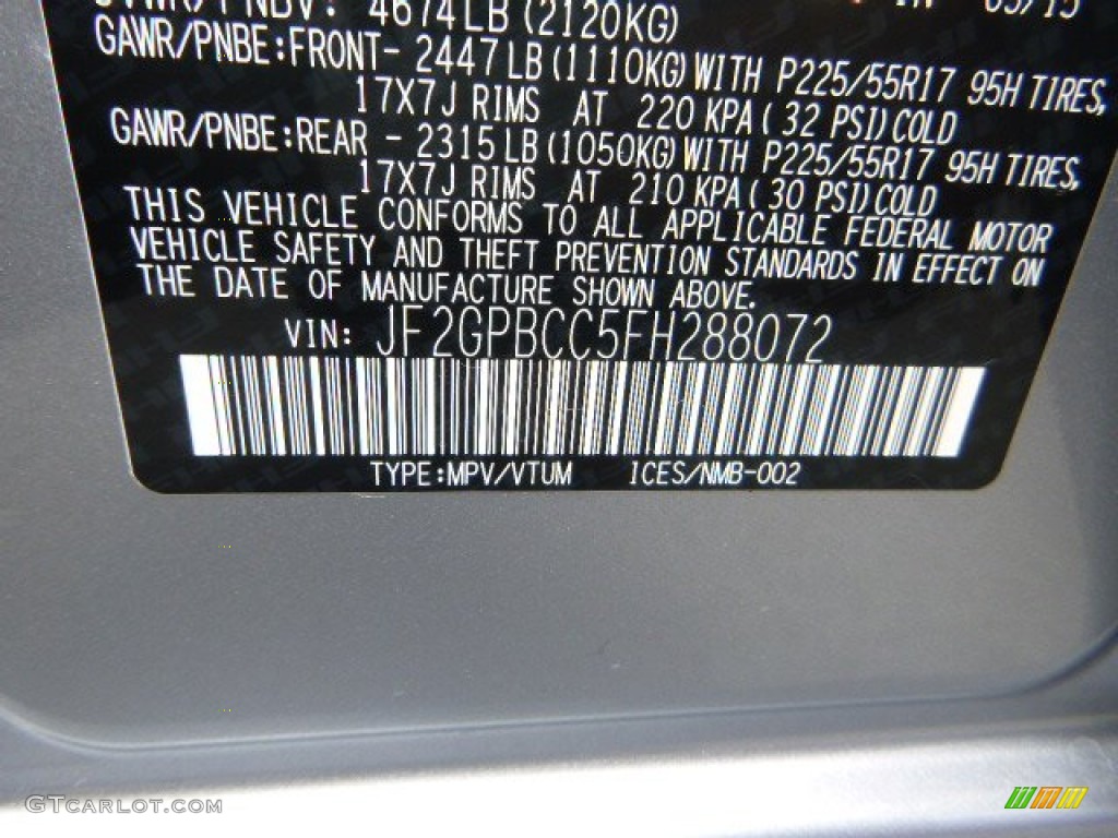 2015 XV Crosstrek Hybrid - Ice Silver Metallic / Black photo #15