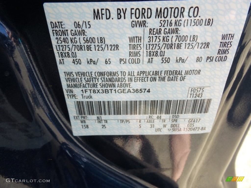 2016 F350 Super Duty Color Code N1 for Blue Jeans Metallic Photo #105681242