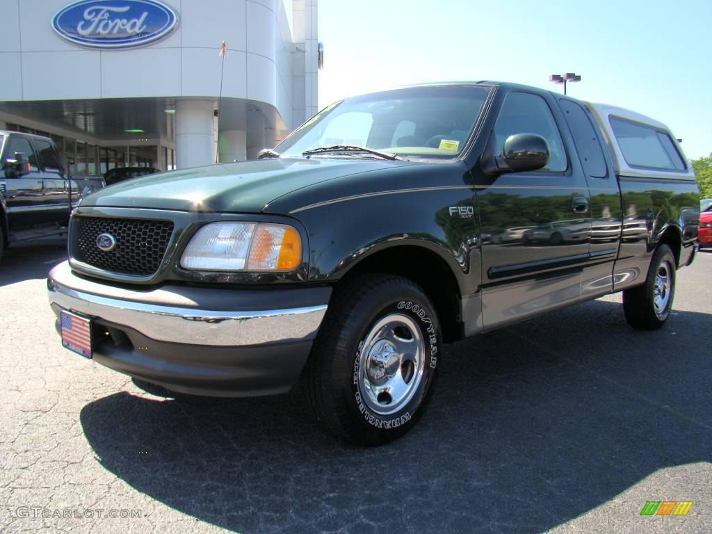 2002 F150 XLT SuperCab - Dark Highland Green Metallic / Medium Parchment photo #6