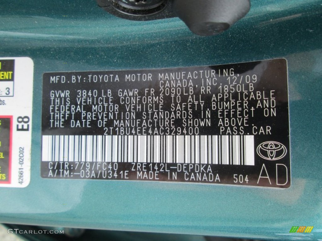 2010 Corolla Color Code 779 for Capri Sea Metallic Photo #105705514