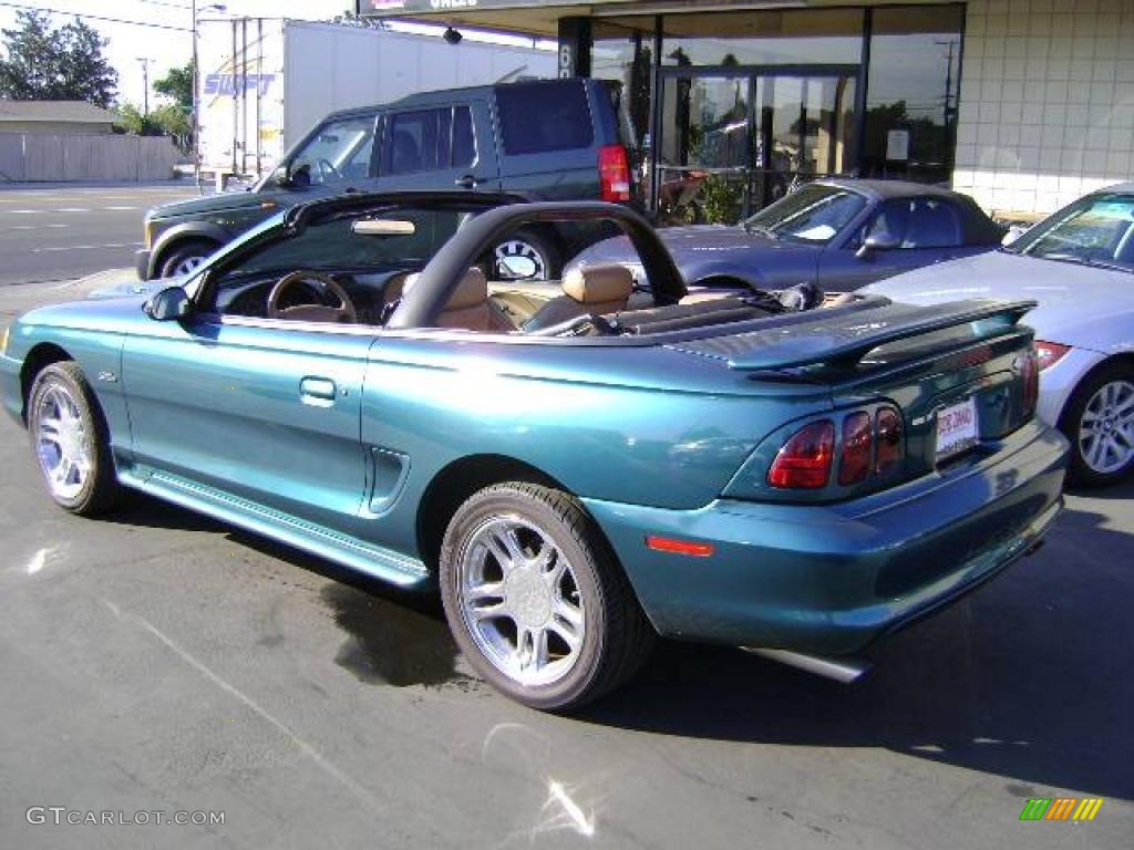 1997 Mustang GT Convertible - Pacific Green Metallic / Saddle photo #3