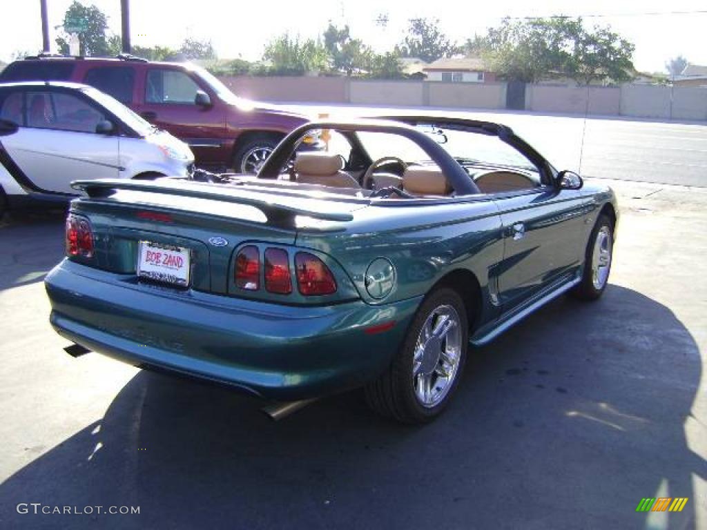 1997 Mustang GT Convertible - Pacific Green Metallic / Saddle photo #4